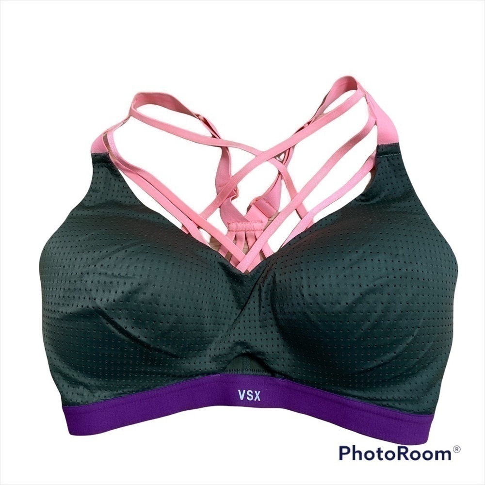 Victoria’s Secret Sport Athletic Bra 34DD Gray Purple Pink